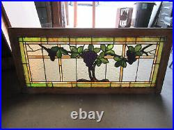 Antique Stained Glass Transom Window Grapevines 53 X 24 Salvage