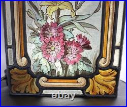 Antique Stained Glass Victorian Art Nouveau Leaded Kiln Fired Painted Window