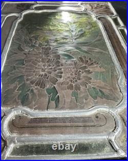 Antique Stained Glass Victorian Art Nouveau Leaded Kiln Fired Painted Window