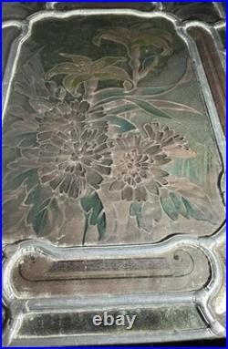 Antique Stained Glass Victorian Art Nouveau Leaded Kiln Fired Painted Window