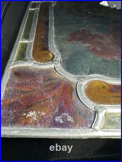 Antique Stained Glass Victorian Art Nouveau Leaded Kiln Fired Painted Window