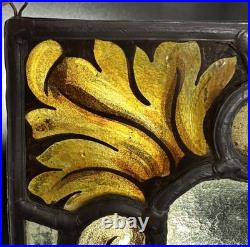 Antique Stained Glass Victorian Art Nouveau Leaded Kiln Fired Painted Window