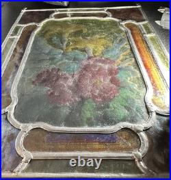 Antique Stained Glass Victorian Art Nouveau Leaded Kiln Fired Painted Window