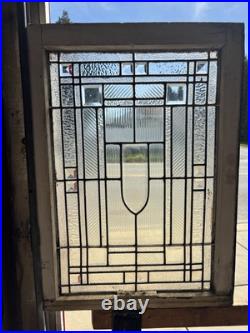 Antique Stained Glass Window 12 Jewels With Bevels 24.25 X 33.5 Salvage