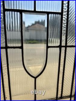 Antique Stained Glass Window 12 Jewels With Bevels 24.25 X 33.5 Salvage