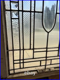 Antique Stained Glass Window 12 Jewels With Bevels 24.25 X 33.5 Salvage
