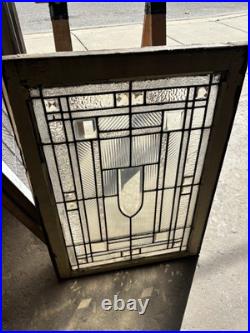 Antique Stained Glass Window 12 Jewels With Bevels 24.25 X 33.5 Salvage