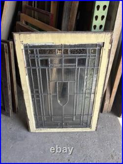 Antique Stained Glass Window 12 Jewels With Bevels 24.25 X 33.5 Salvage