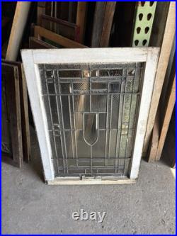 Antique Stained Glass Window 12 Jewels With Bevels 24.25 X 33.5 Salvage