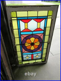 Antique Stained Glass Window 1 Of 2 24 X 40 Architectural Salvage