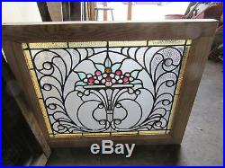 Antique Stained Glass Window 20 Jewels 26 X 22 Architectural Salvage