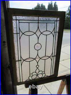 Antique Stained Glass Window 2 Jewels 24.5 X 33.5 Architectural Salvage