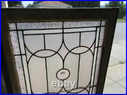 Antique Stained Glass Window 2 Jewels 24.5 X 33.5 Architectural Salvage