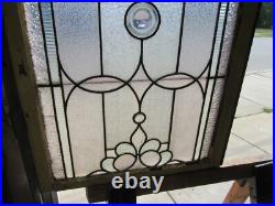 Antique Stained Glass Window 2 Jewels 24.5 X 33.5 Architectural Salvage