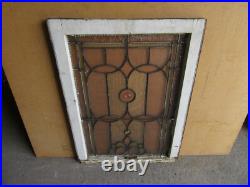 Antique Stained Glass Window 2 Jewels 24.5 X 33.5 Architectural Salvage