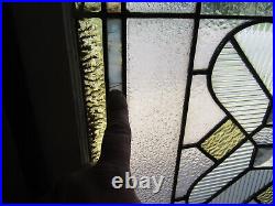 Antique Stained Glass Window 6 Jewels 28.5 X 33.5 Architectural Salvage