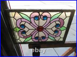 Antique Stained Glass Window 9 Jewels 22.75 X 15.25 Architectural Salvage Antique Stained Glass Window 9 Jewels 22.75 X 15.25 Architectural Salvage