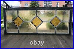 Antique Stained Glass Window Amber 48 x 18 Beautiful