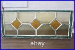 Antique Stained Glass Window Amber 48 x 18 Beautiful