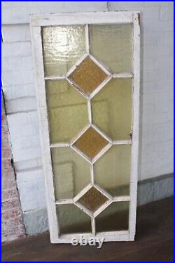 Antique Stained Glass Window Amber 48 x 18 Beautiful