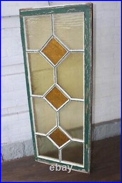 Antique Stained Glass Window Amber 48 x 18 Beautiful