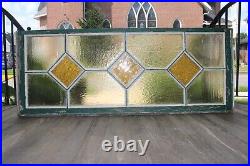 Antique Stained Glass Window Amber 48 x 18 Beautiful