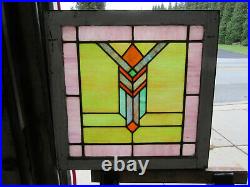 Antique Stained Glass Window Arts And Crafts Style 28 X 29 Salvage