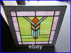 Antique Stained Glass Window Arts And Crafts Style 28 X 29 Salvage