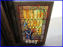 Antique Stained Glass Window Asymetric 30.25 X 48.5 Architectural Salvage