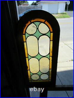 Antique Stained Glass Window Circle Top 15 X 34 Architectural Salvage