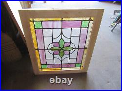 Antique Stained Glass Window Colorful 23.75 X 28 Architectural Salvage
