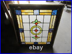 Antique Stained Glass Window Colorful 24.5 X 28.75 Architectural Salvage