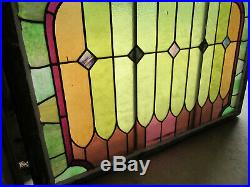 Antique Stained Glass Window Colorful 44.75 X 40.5 Architectural Salvage