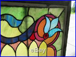 Antique Stained Glass Window Colorful 44.75 X 40.5 Architectural Salvage