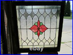 Antique Stained Glass Window Flower 33 X 35.75 Architectural Salvage