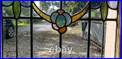 Antique Stained Glass Window Pair Architectural Salvage