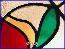 Antique Stained Glass Window Panel Arts & Crafts 29 x 21 Damage Free No Frame