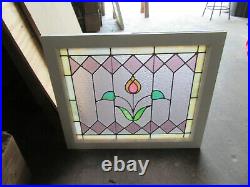 Antique Stained Glass Window Tulip 28 X 23.75 Architectural Salvage