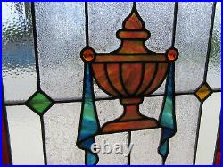 Antique Stained Glass Window Urn 34.5 X 33.5 Architectural Salvage