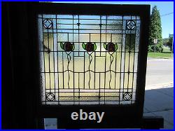 Antique Stained Glass Window With Roses 30 X 30 Architectural Salvage