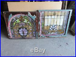 Antique Stained Glass Windows Double Hung Set Architectural Salvage
