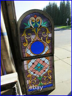 Antique Stained Glass Windows Double Hung Top & Bottom Salvage