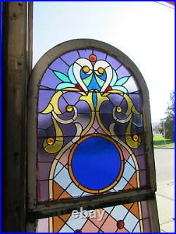 Antique Stained Glass Windows Double Hung Top & Bottom Salvage