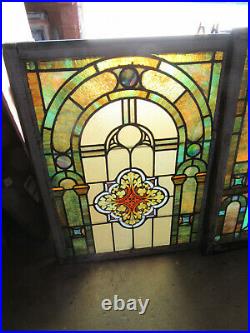 Antique Stained Glass Windows Top And Bottom Set Ee Architectural Salvage