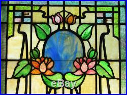 Antique Stained Glass Windows Top Bottom Flowers Architectural Salvage
