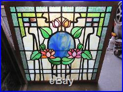 Antique Stained Glass Windows Top Bottom Flowers Architectural Salvage