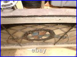 Antique Stained Glass arched transom Shield Crest 88-1/4x26-1/2x1-3/4