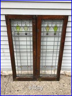 Antique Stained Leaded Glass Doors / Windows 43 by 16