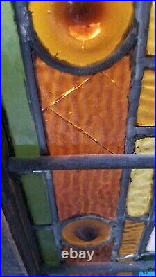 Antique Stained Leaded Glass Landing Window, Poughkeepsie Ny Mansion, 1890