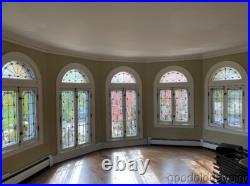 Antique Stained Leaded Glass Transom Arched Window Circa 1920 36 x 18